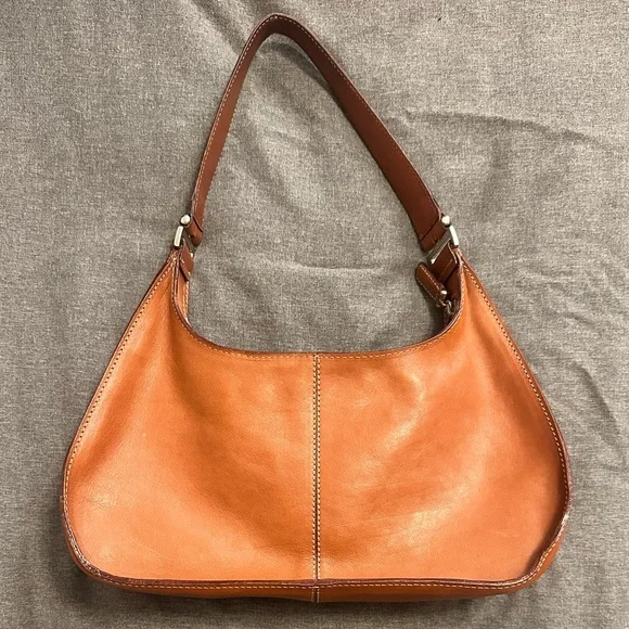 ๐ HP 12/26 ๐ Cole Haan Classic Brown Leather Shoulder Bag - Picture 1 of 8